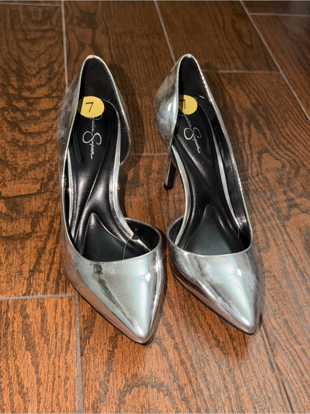 Jessica Simpson Silver Pointed Toe D’Orsay Pumps